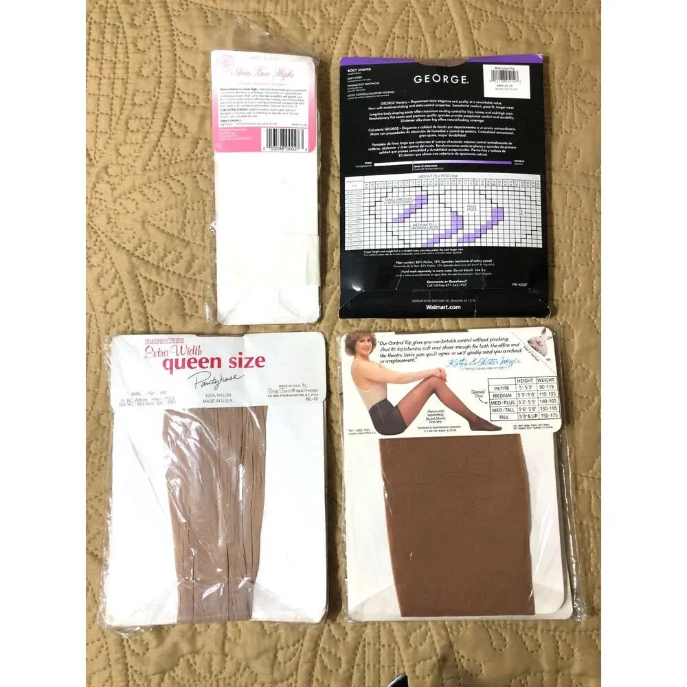 Lot of 4 VTG Pantyhose Hosiery Nurse Mates George Daysheer Mayer Nylon Sheer NOS